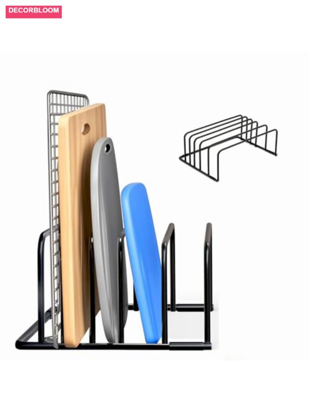 5-Slot Kitchen Cutting Board Organizer Rack Metal Storage Holder